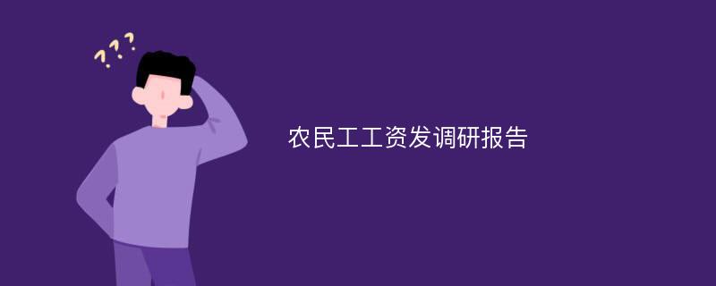 农民工工资发调研报告