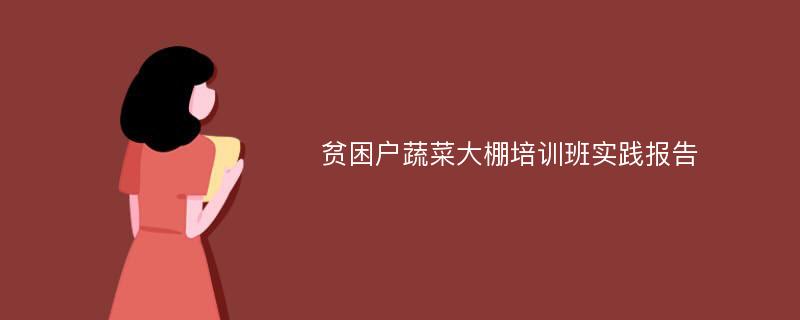 贫困户蔬菜大棚培训班实践报告