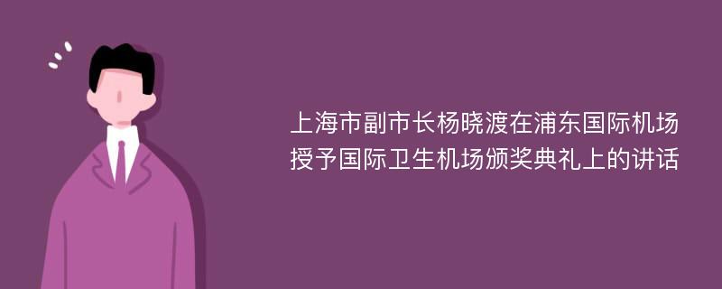 上海市副市长杨晓渡在浦东国际机场授予国际卫生机场颁奖典礼上的讲话