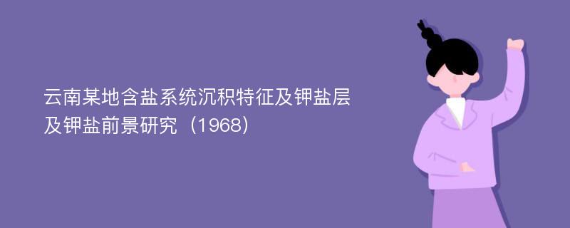 云南某地含盐系统沉积特征及钾盐层及钾盐前景研究（1968）