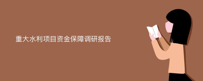 重大水利项目资金保障调研报告