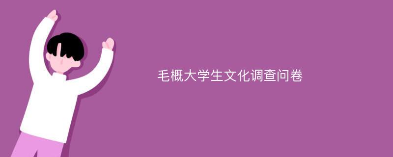 毛概大学生文化调查问卷