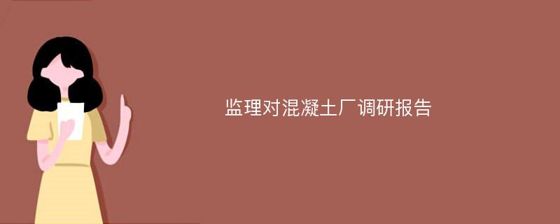 监理对混凝土厂调研报告