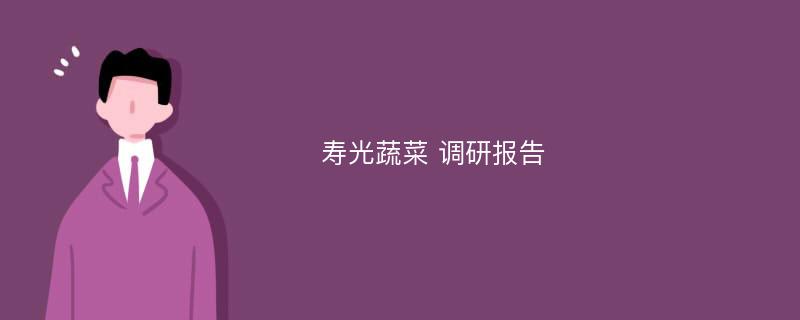 寿光蔬菜 调研报告