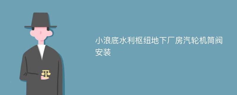 小浪底水利枢纽地下厂房汽轮机筒阀安装