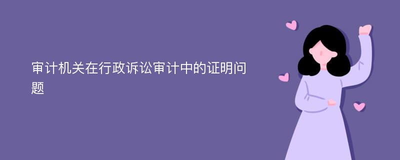 审计机关在行政诉讼审计中的证明问题