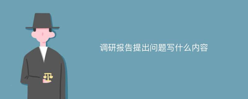 调研报告提出问题写什么内容