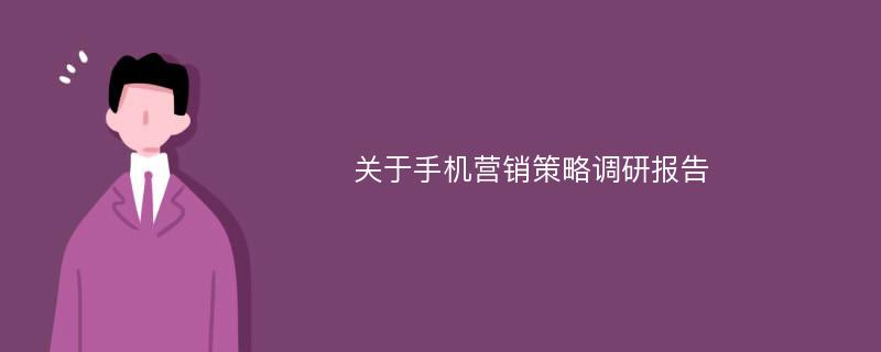 关于手机营销策略调研报告