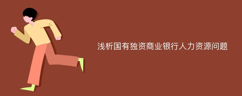 浅析国有独资商业银行人力资源问题